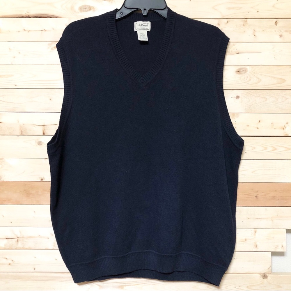 L.L. Bean Men’s Navy Blue 100% Cotton Stretchable Knit Vest size XL